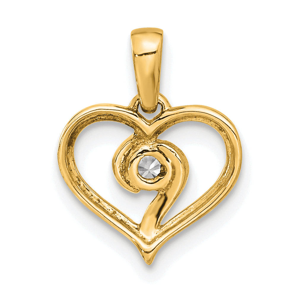 14k 1/10 carat Lab Grown Diamond VS/SI+ G+ Complete Heart Pendant