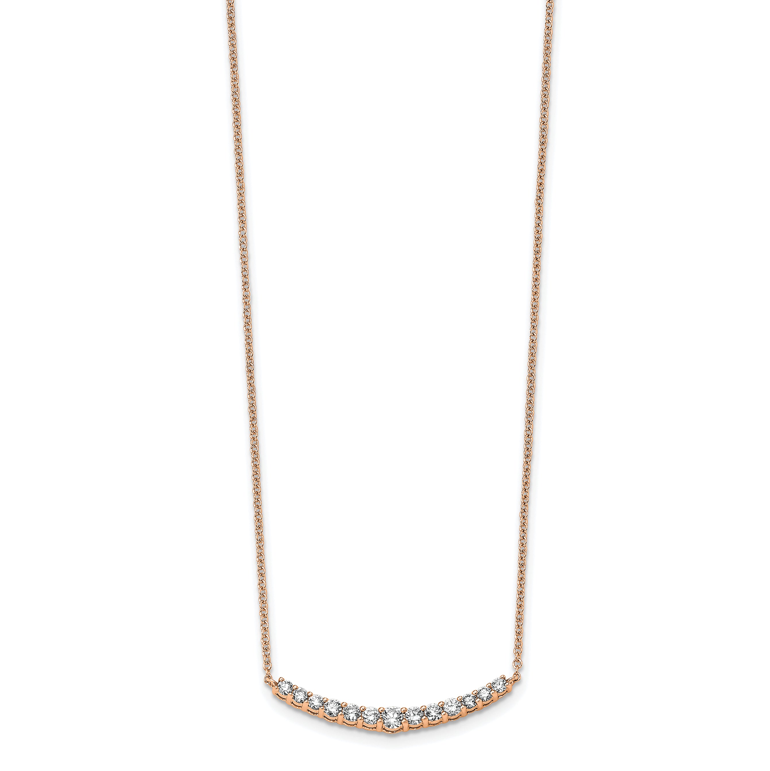 14k Rose Gold 1/2 carat Lab Grown Diamond VS+ F+ Complet 18 inch Fashion Bar Necklace Secondary image