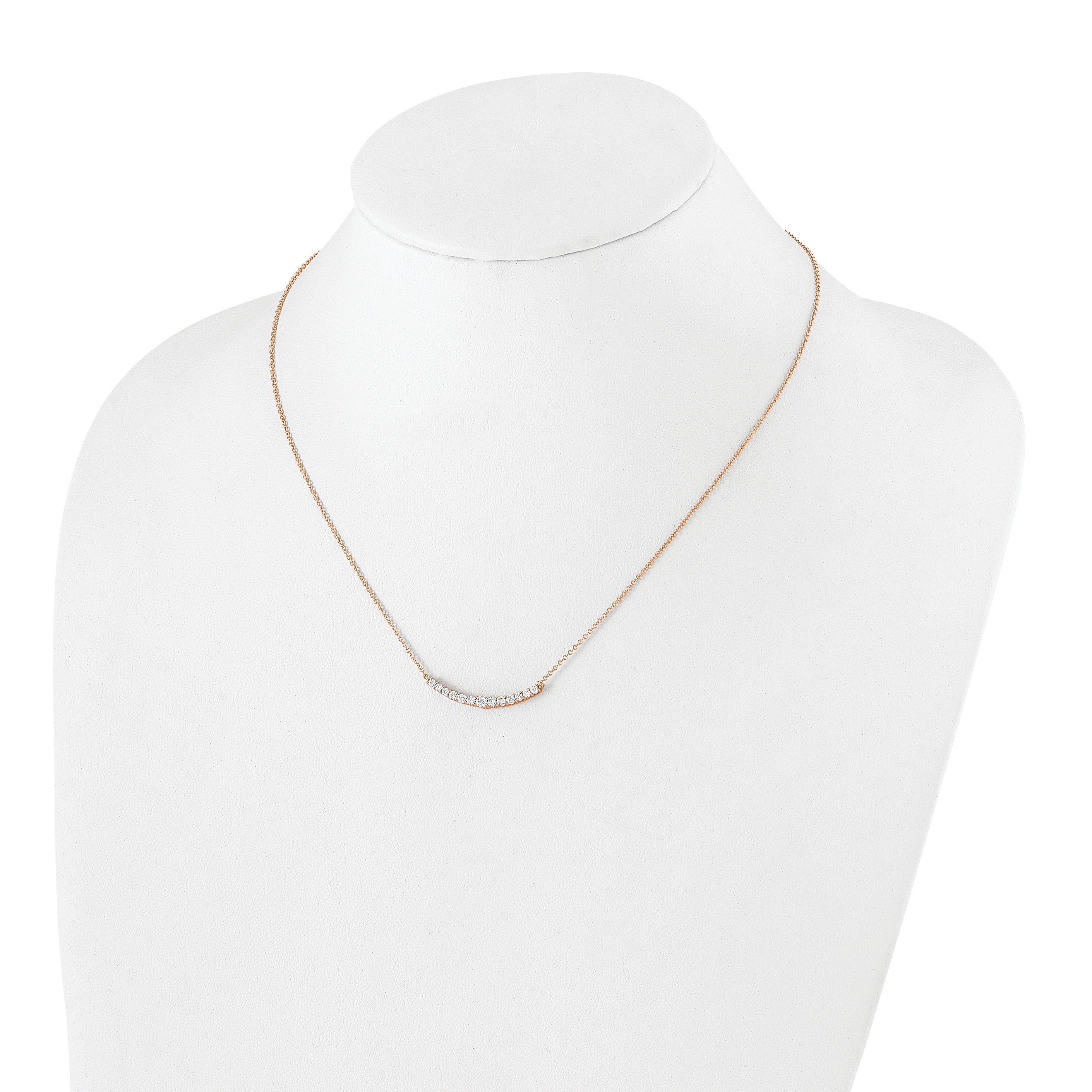 True Origin 14K Rose Gold 1/2 carat Lab Grown Diamond VS+ F+ 18 in Complete Fashion Bar Necklace