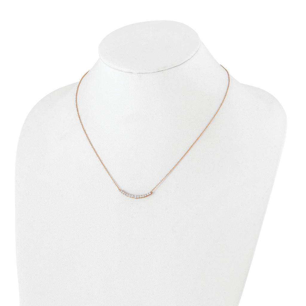 14k Rose Gold 1/2 carat Lab Grown Diamond VS+ F+ Complet 18 inch Fashion Bar Necklace