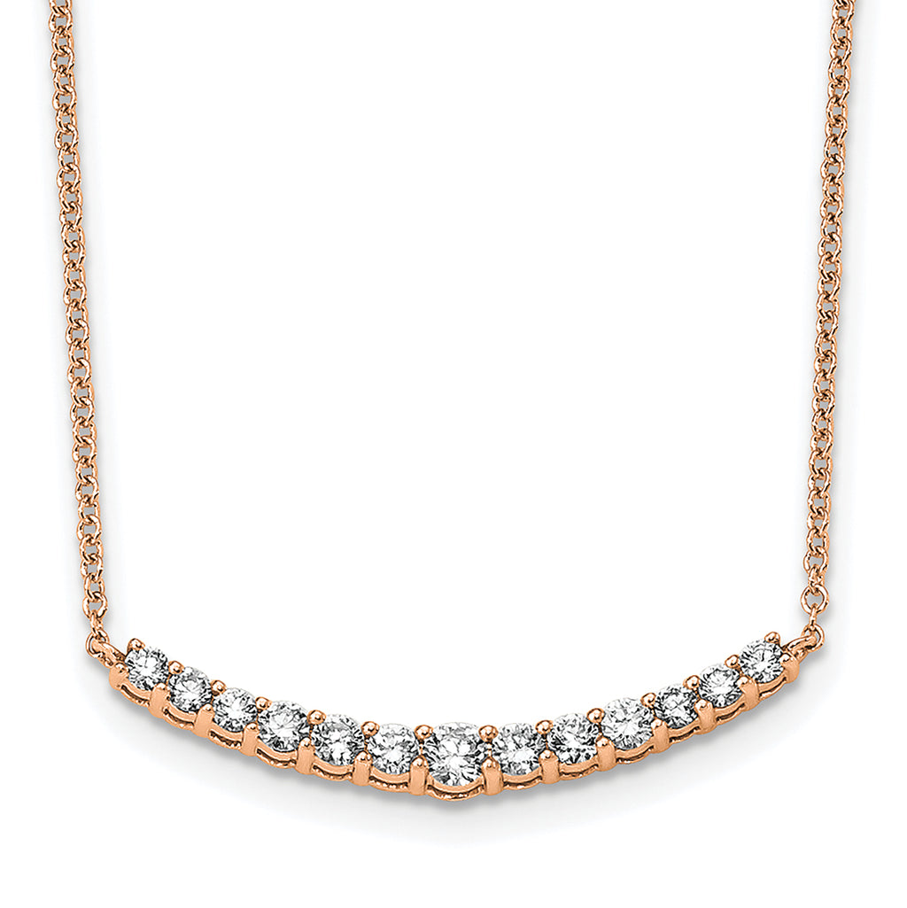 True Origin 14K Rose Gold 1/2 carat Lab Grown Diamond VS+ F+ 18 in Complete Fashion Bar Necklace