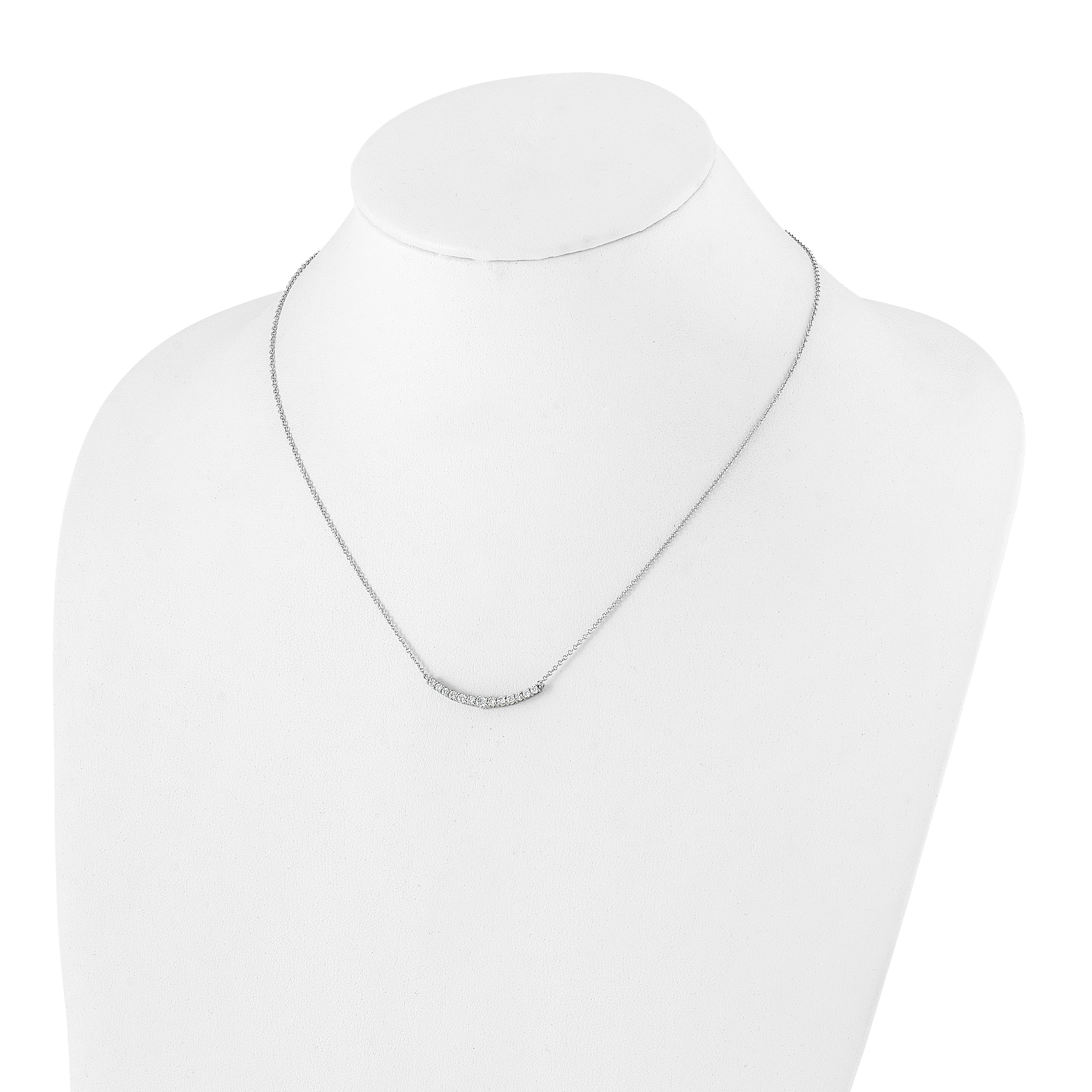 14k White Gold 1/2 carat Lab Grown Diamond VS+ F+ Complet 18 inch Fashion Bar Necklace