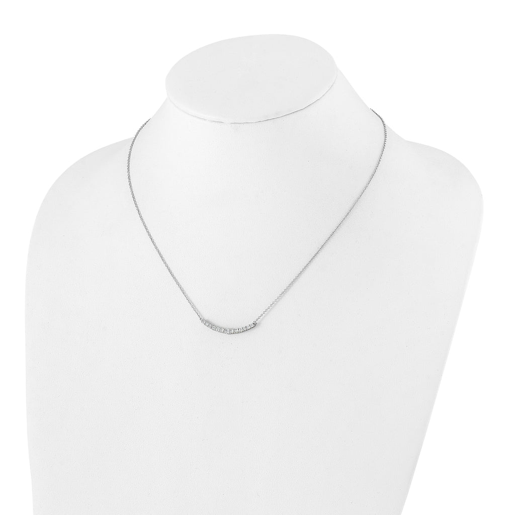 14k White Gold 1/2 carat Lab Grown Diamond VS+ F+ Complet 18 inch Fashion Bar Necklace