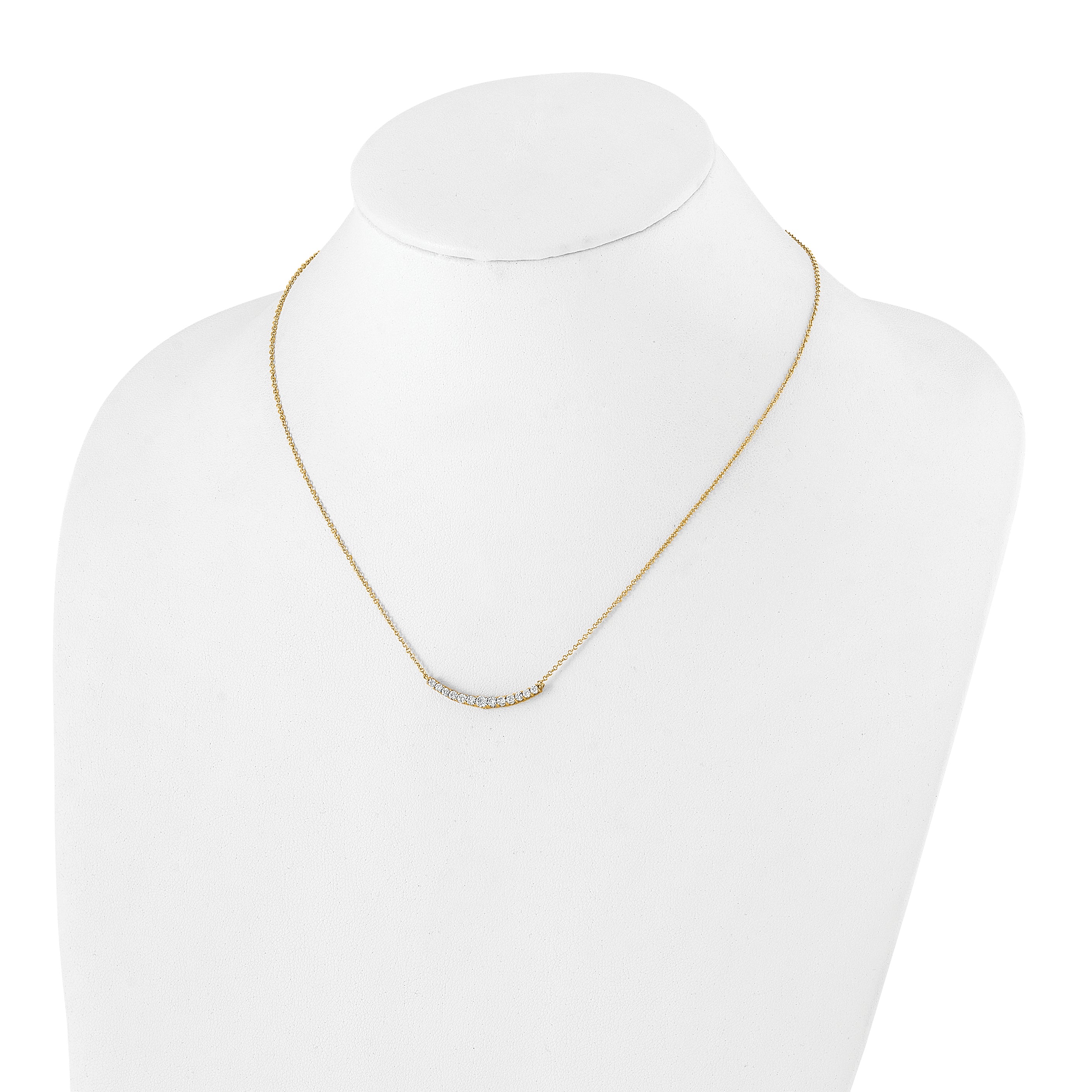 True Origin 14K Yellow Gold 1/2 carat Lab Grown Diamond VS+ F+ 18 in Complete Fashion Bar Necklace