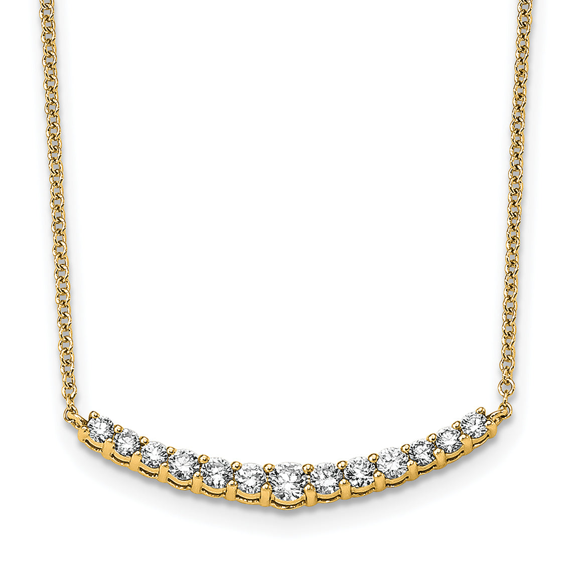 14k 1/2 carat Lab Grown Diamond VS+ F+ Complete 18 inch Fashion Bar Necklace