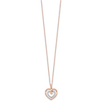 14k Two-Tone White and Rose Gold 1/10 carat Lab Grown Diamond VS/SI+ G+ Complete 18 inch Heart Pendant Necklace