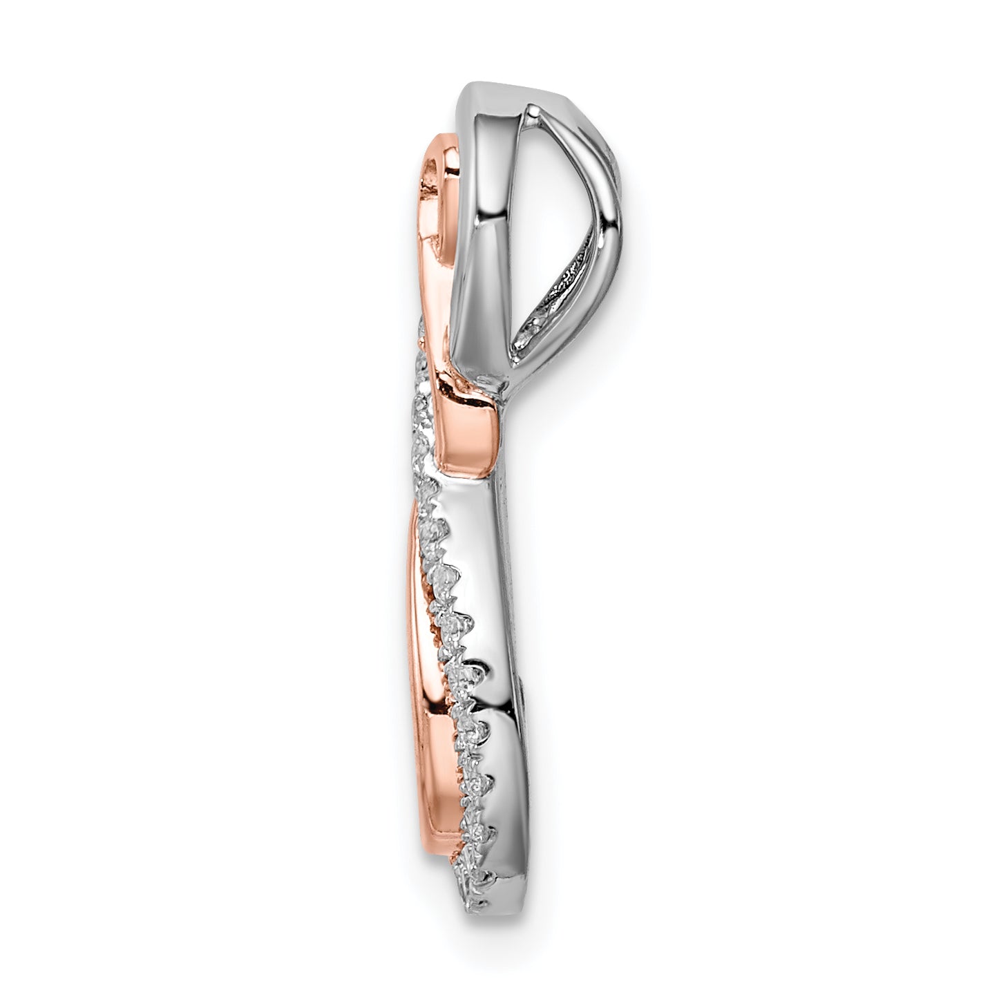14k Two-tone White and Rose Infinity 1/4 carat Diamond Chain Slide Secondary image