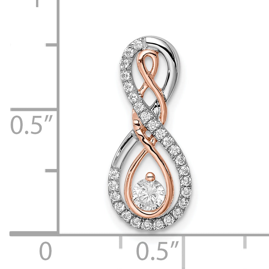14k Two-tone White and Rose Infinity 1/4 carat Diamond Chain Slide