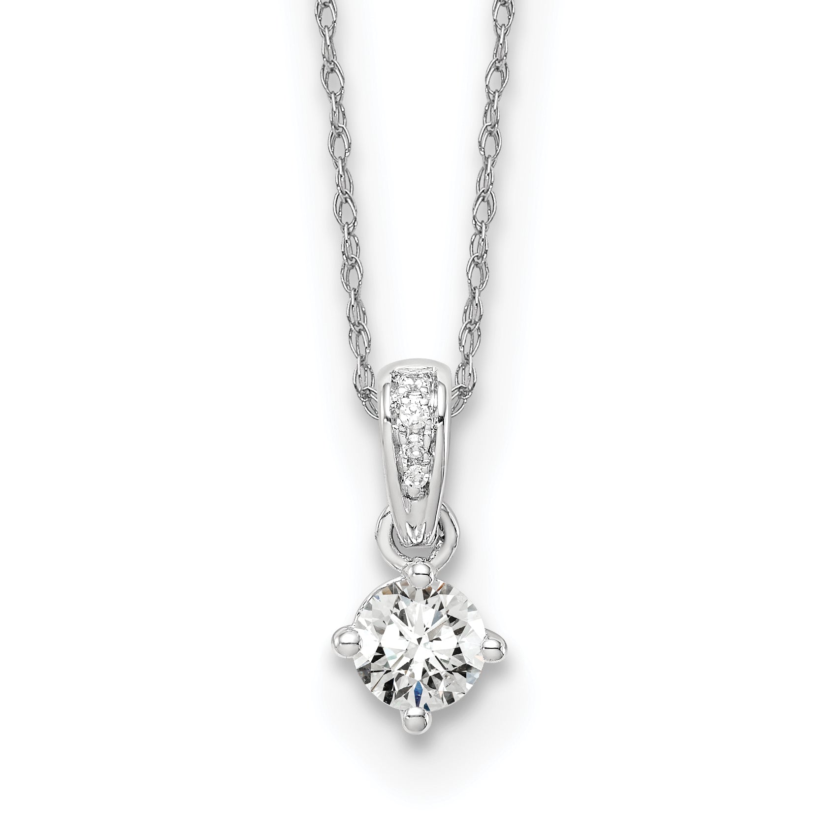 14k White Gold 1/3 carat Lab Grown Diamond VS/SI+ G+ 18 inch Pendant Necklace Main image