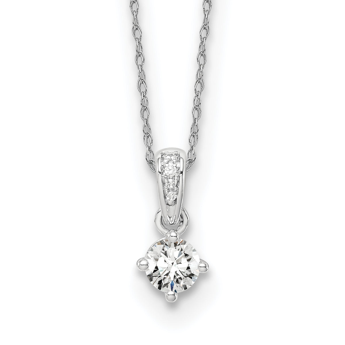 14k White Gold 1/3 carat Lab Grown Diamond VS/SI+ G+ 18 inch Necklace