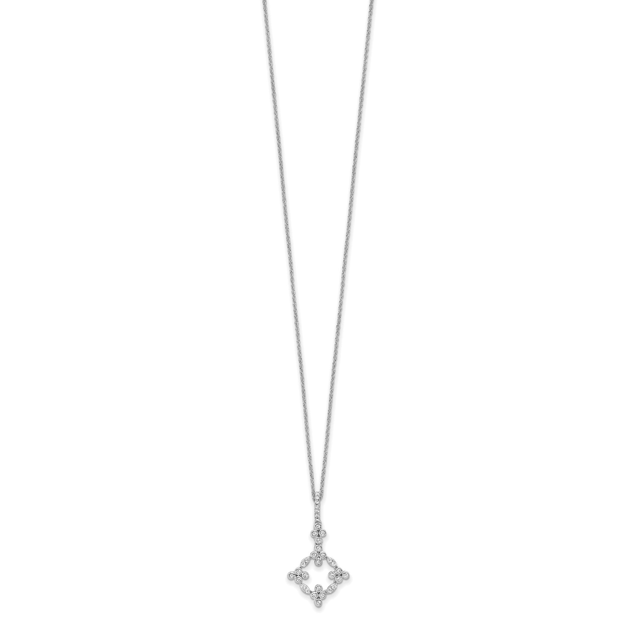 Lab-Grown Diamond Bloom Floral Necklace in 14K White Gold, 18mm (1/4 ct. tw.), 18 Inch Secondary image