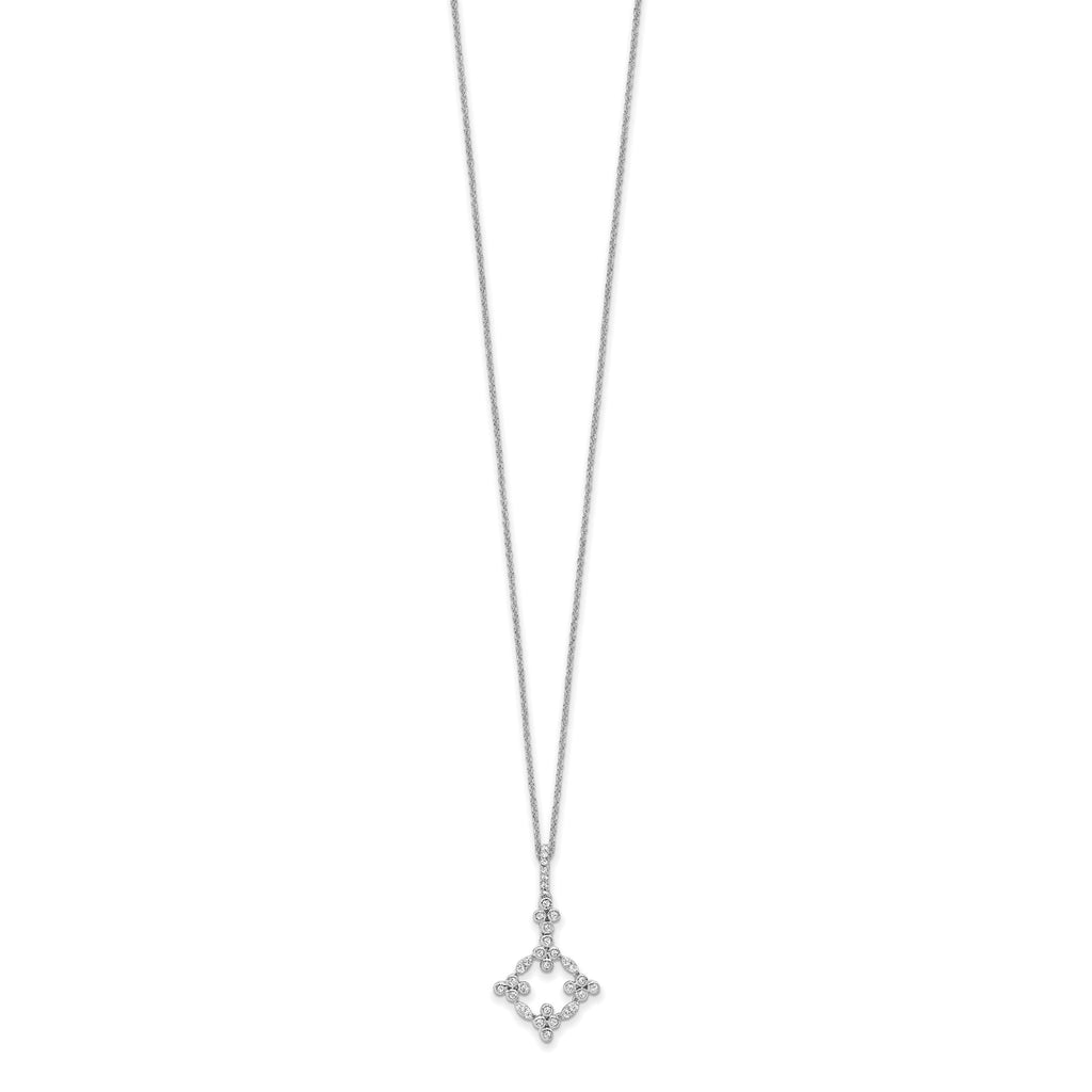 Lab-Grown Diamond Bloom Floral Necklace in 14K White Gold, 18mm (1/4 ct. tw.), 18 Inch - Sophia Jewelers