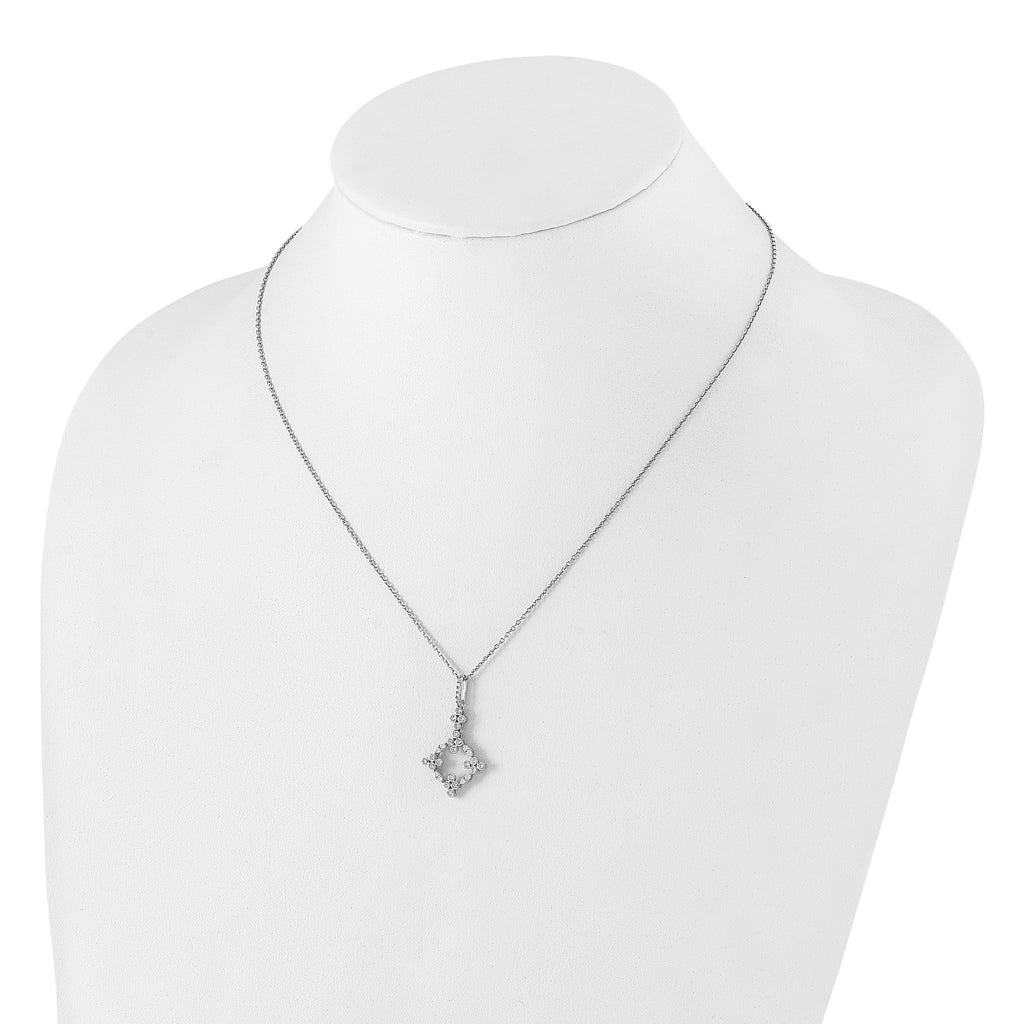 Lab-Grown Diamond Bloom Floral Necklace in 14K White Gold, 18mm (1/4 ct. tw.), 18 Inch - Sophia Jewelers