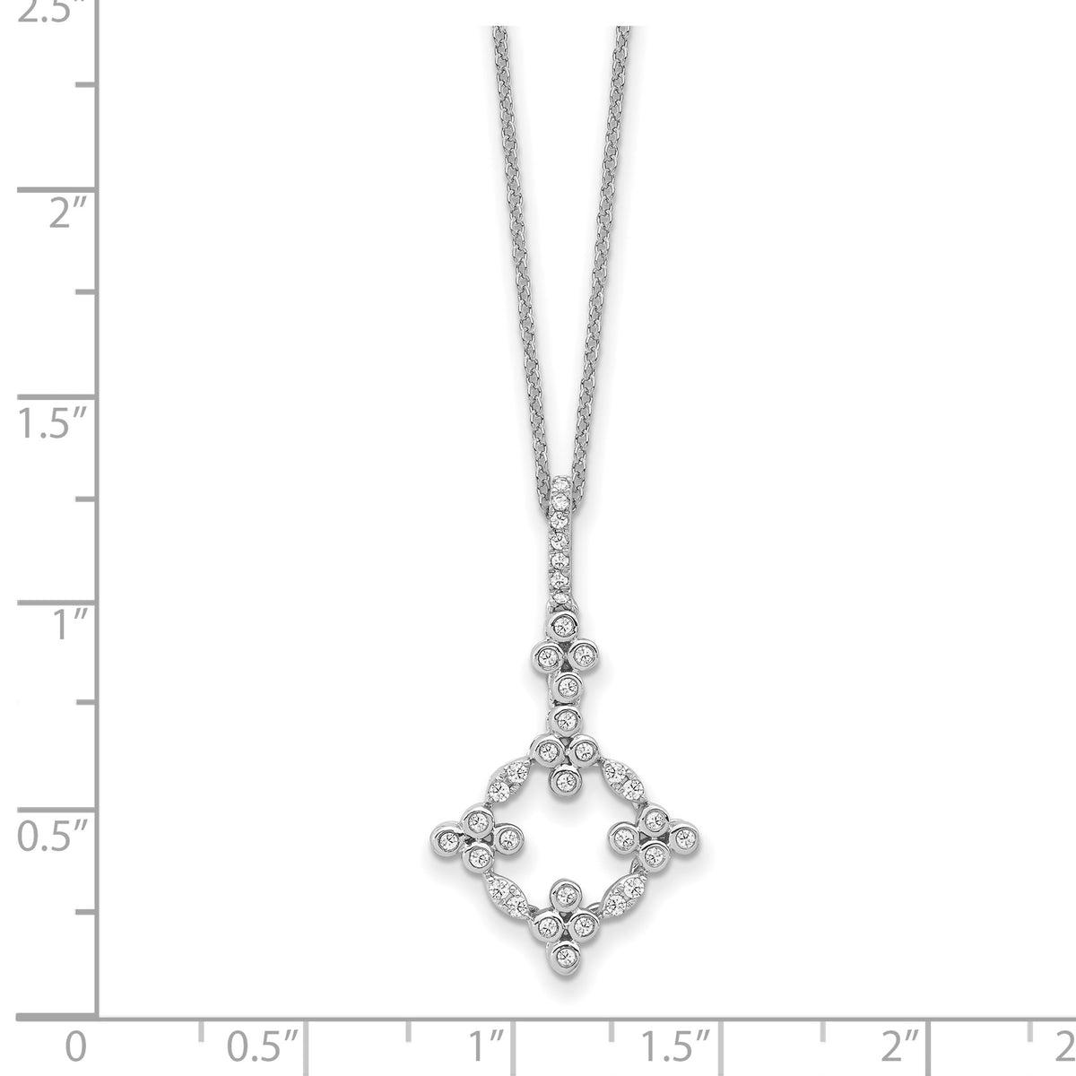 Lab-Grown Diamond Bloom Floral Necklace in 14K White Gold, 18mm (1/4 ct. tw.), 18 Inch - Sophia Jewelers