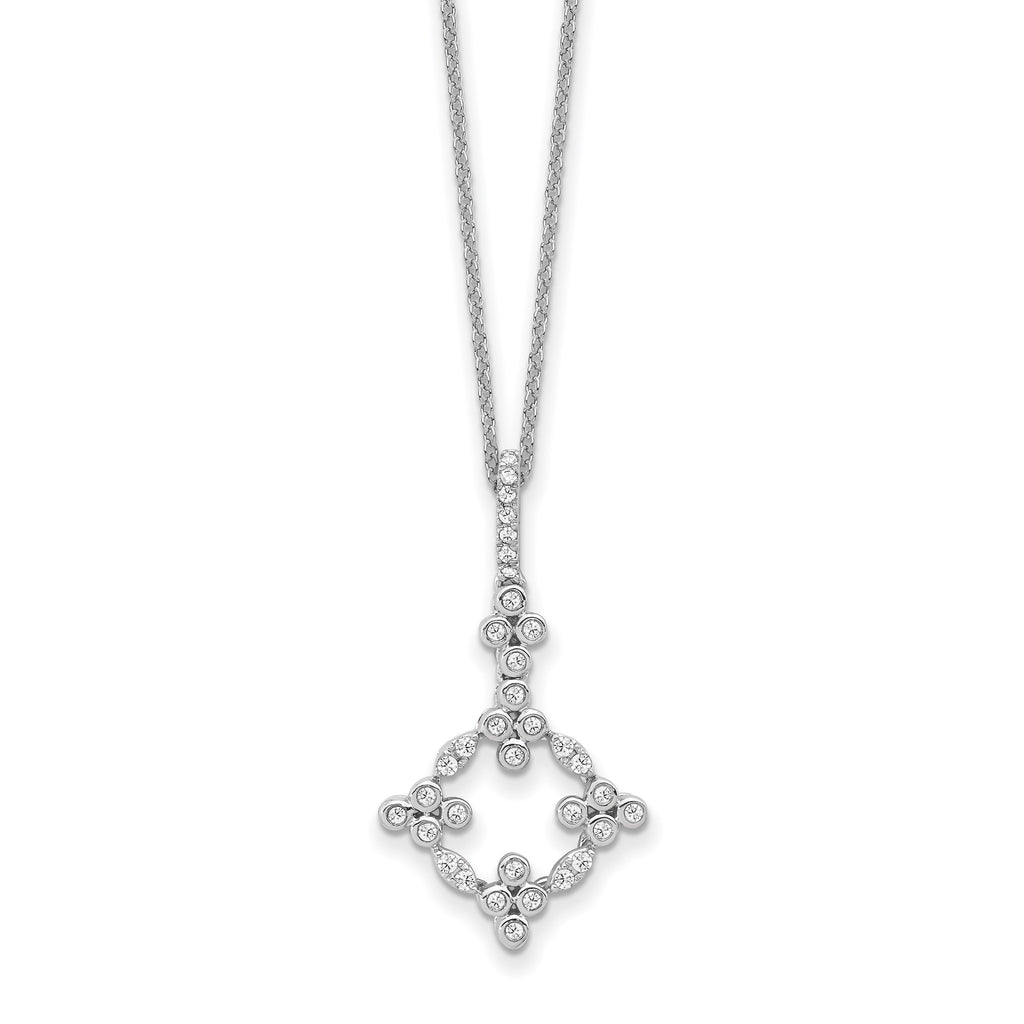 Lab-Grown Diamond Bloom Floral Necklace in 14K White Gold, 18mm (1/4 ct. tw.), 18 Inch - Sophia Jewelers