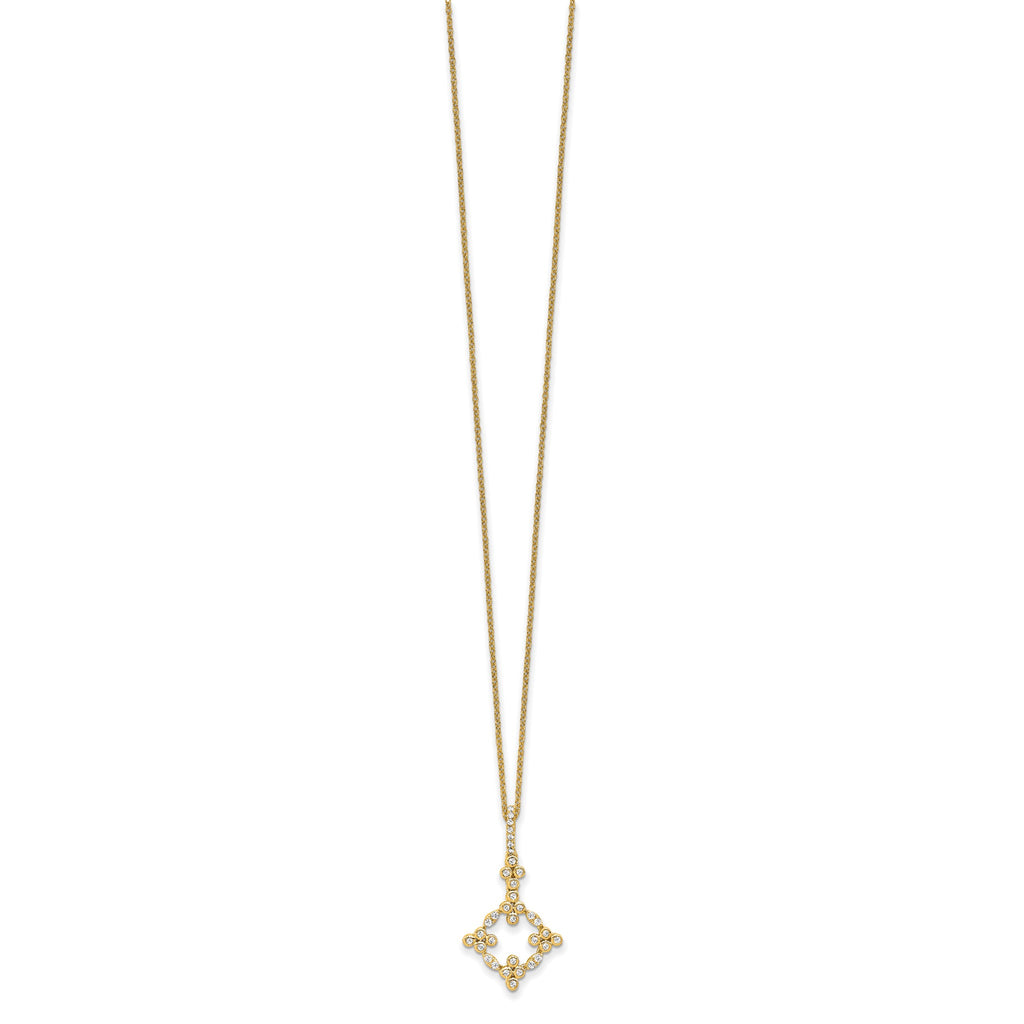 Lab-Grown Diamond Floral Necklace in 14K Yellow Gold (1/4 ct. tw.), 18 Inch - Sophia Jewelers