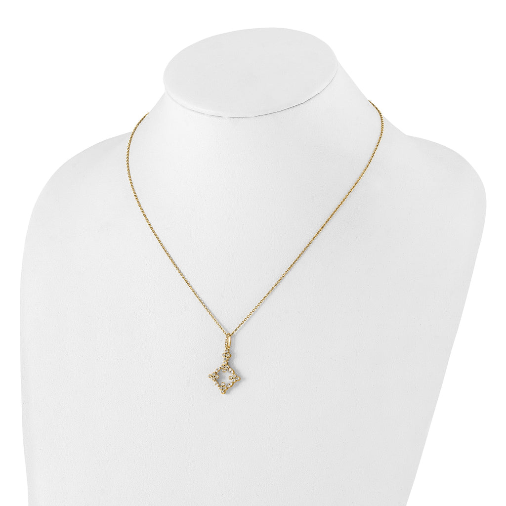 Lab-Grown Diamond Floral Necklace in 14K Yellow Gold (1/4 ct. tw.), 18 Inch - Sophia Jewelers