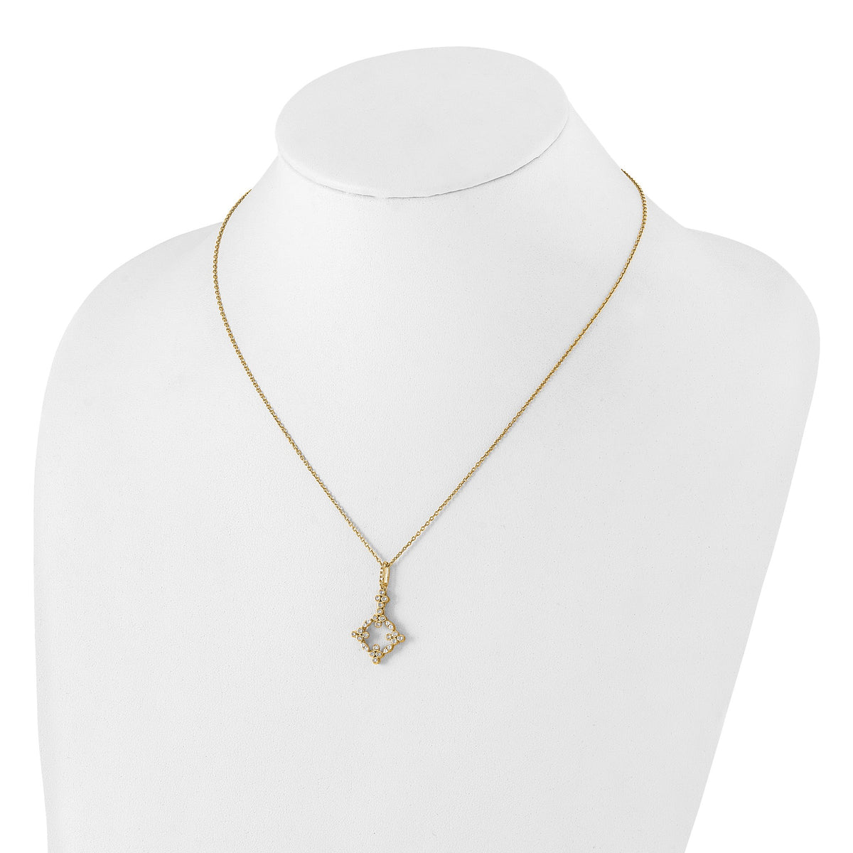 Lab-Grown Diamond Floral Necklace in 14K Yellow Gold (1/4 ct. tw.), 18 Inch - Sophia Jewelers