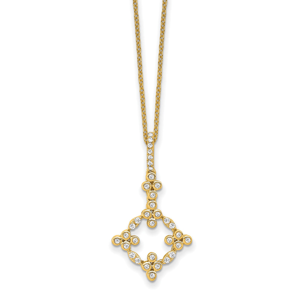 Lab-Grown Diamond Floral Necklace in 14K Yellow Gold (1/4 ct. tw.), 18 Inch - Sophia Jewelers