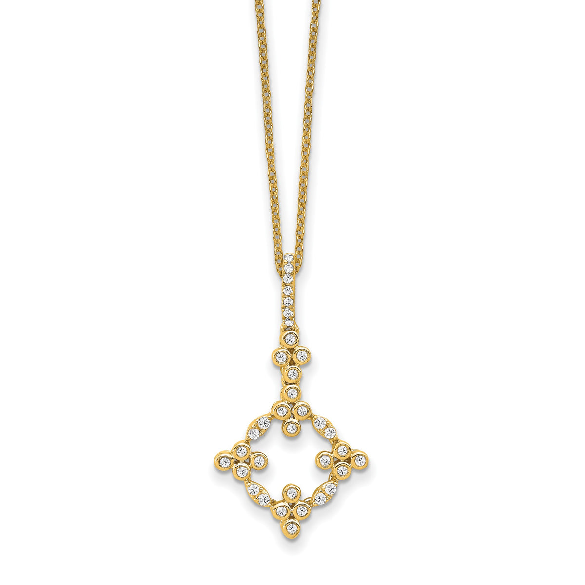 Lab-Grown Diamond Floral Necklace in 14K Yellow Gold (1/4 ct. tw.), 18 Inch - Sophia Jewelers