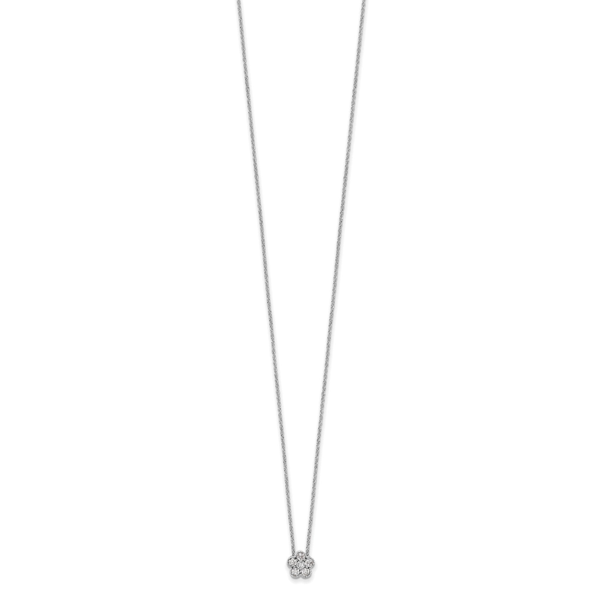 Lab-Grown Diamond Floral Necklace in 14K White Gold (1/4 ct. tw.), 18 Inch Secondary image