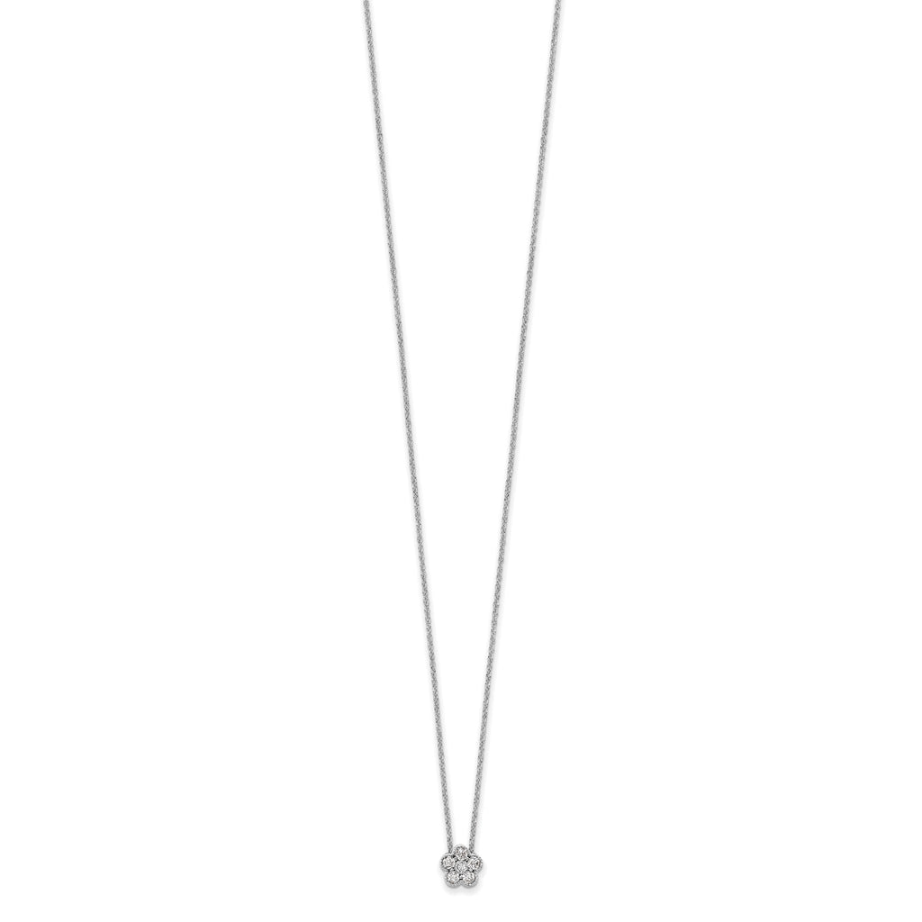 Lab-Grown Diamond Floral Necklace in 14K White Gold (1/4 ct. tw.), 18 Inch - Sophia Jewelers