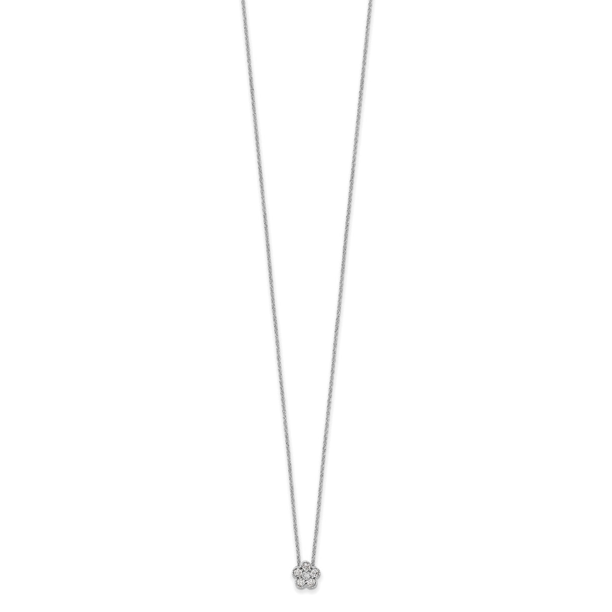 Lab-Grown Diamond Floral Necklace in 14K White Gold (1/4 ct. tw.), 18 Inch - Sophia Jewelers