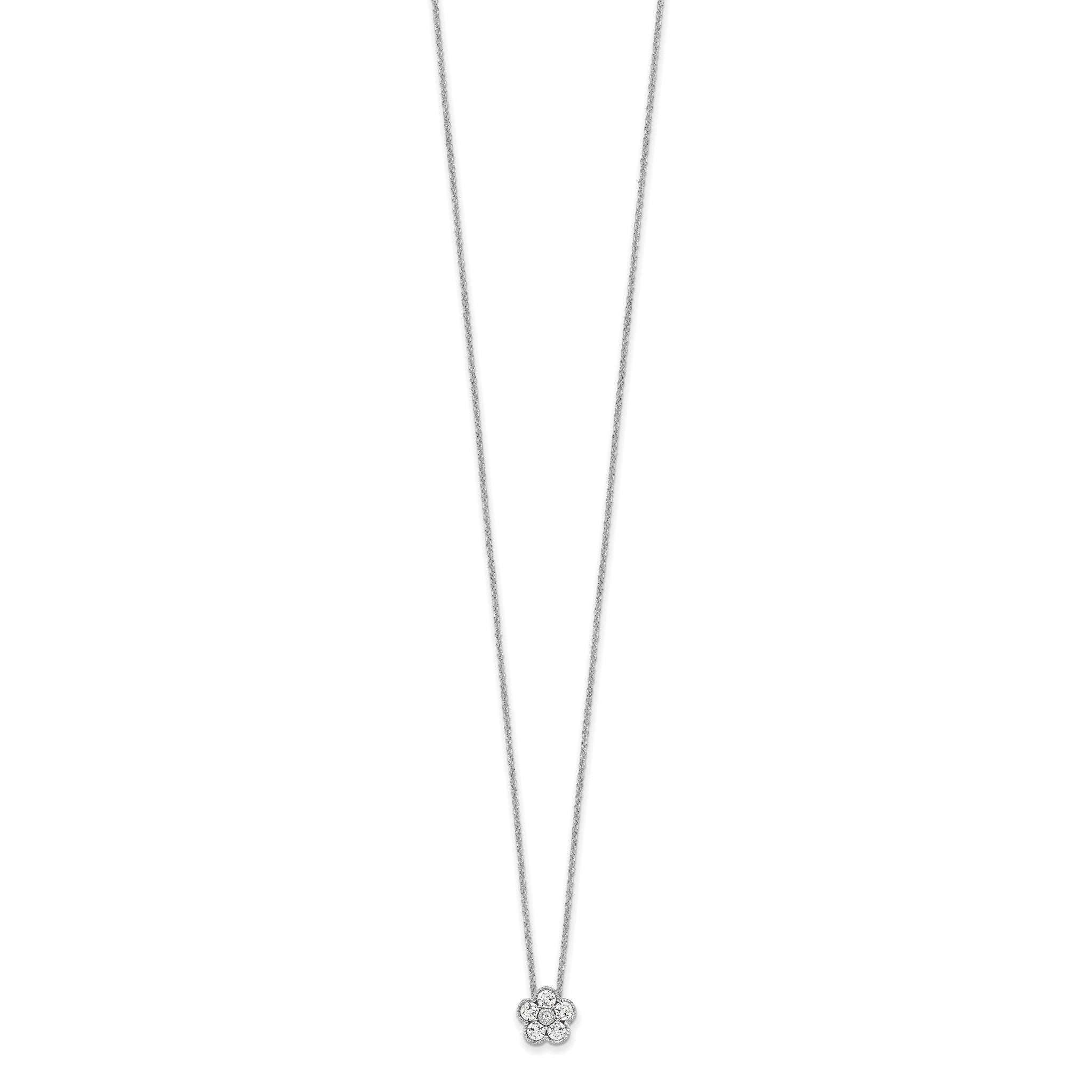 Lab-Grown Diamond Floral Necklace in 14K White Gold (1/2 ct. tw.), 18 Inch Secondary image