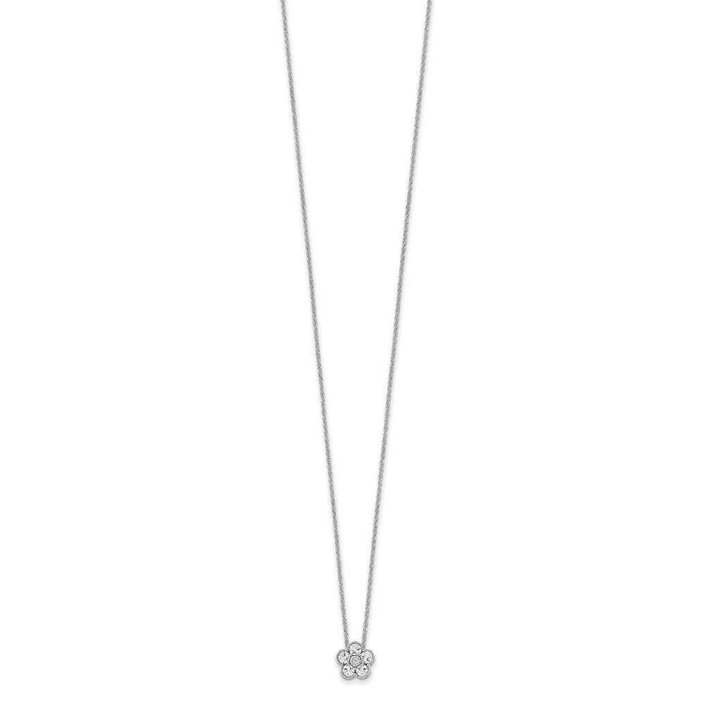 Lab-Grown Diamond Floral Necklace in 14K White Gold (1/2 ct. tw.), 18 Inch - Sophia Jewelers