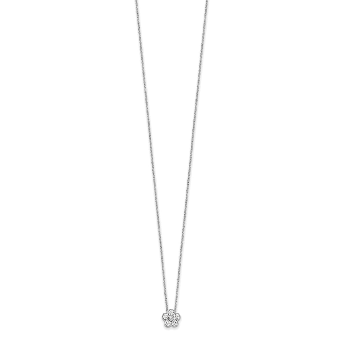 Lab-Grown Diamond Floral Necklace in 14K White Gold (1/2 ct. tw.), 18 Inch - Sophia Jewelers