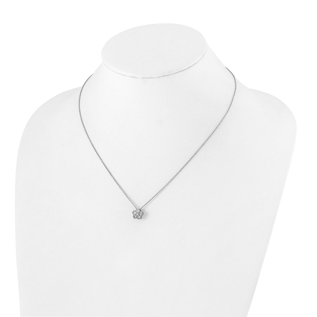 Lab-Grown Diamond Floral Necklace in 14K White Gold (1/2 ct. tw.), 18 Inch - Sophia Jewelers