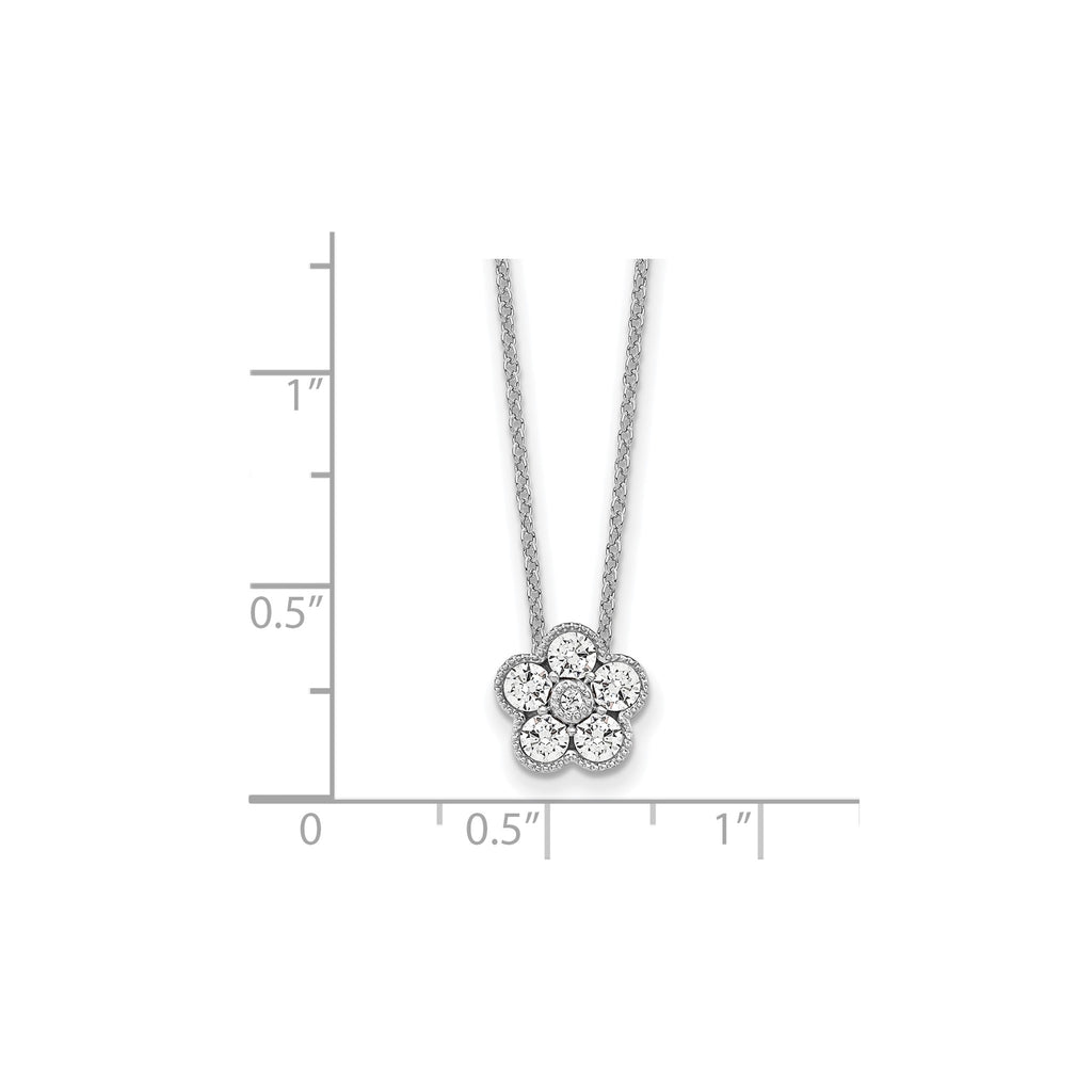 Lab-Grown Diamond Floral Necklace in 14K White Gold (1/2 ct. tw.), 18 Inch - Sophia Jewelers