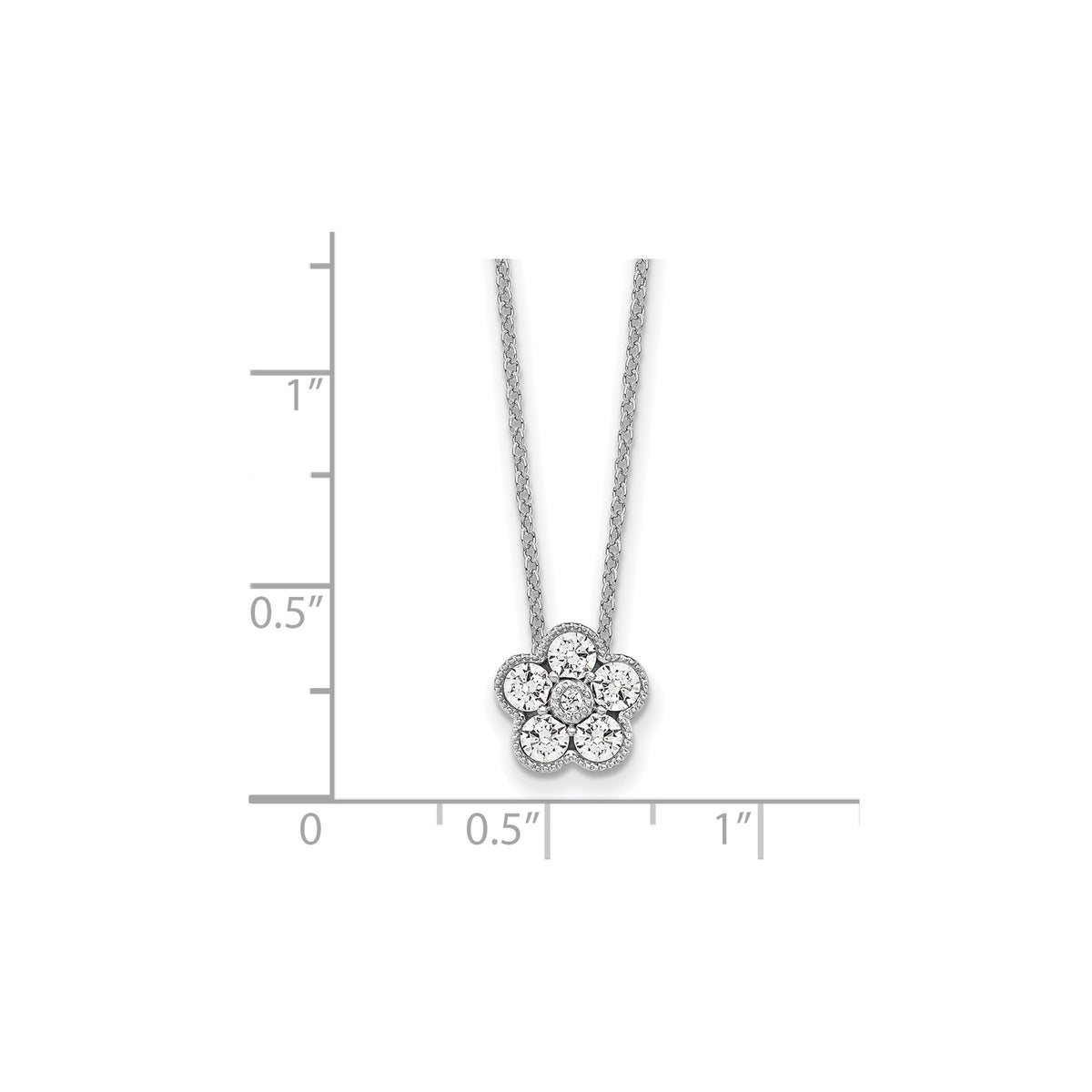 Lab-Grown Diamond Floral Necklace in 14K White Gold (1/2 ct. tw.), 18 Inch - Sophia Jewelers
