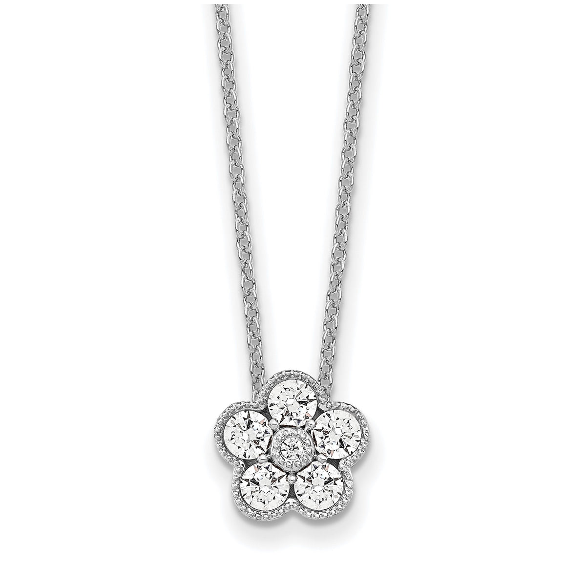 Lab-Grown Diamond Floral Necklace in 14K White Gold (1/2 ct. tw.), 18 Inch - Sophia Jewelers