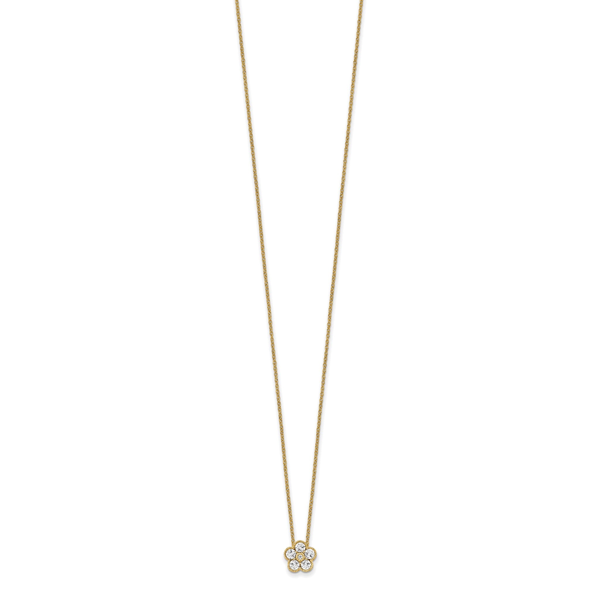 Lab-Grown Diamond Floral Necklace in 14K Yellow Gold (1/2 ct. tw.), 18 Inch Secondary image