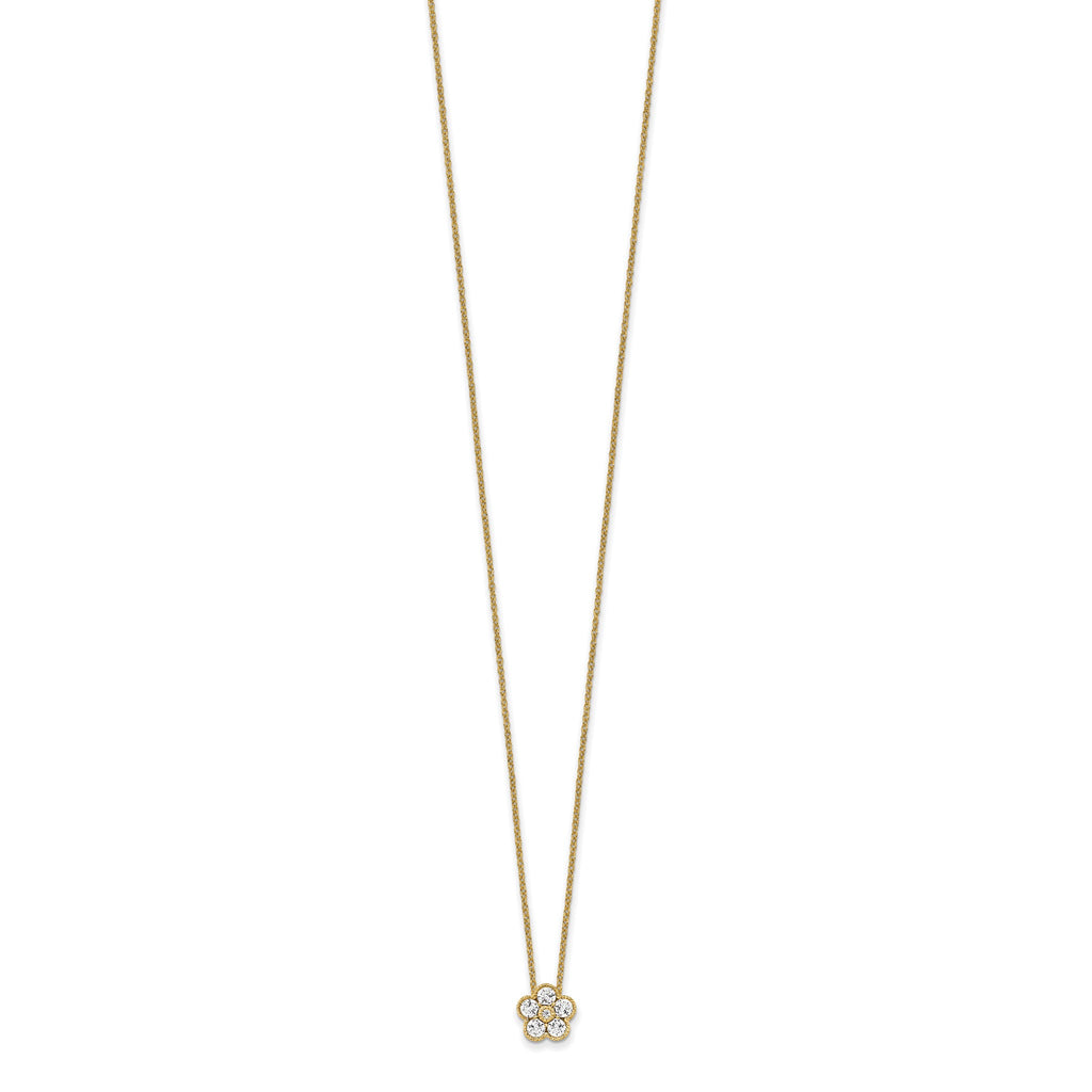 Lab-Grown Diamond Floral Necklace in 14K Yellow Gold (1/2 ct. tw.), 18 Inch - Sophia Jewelers