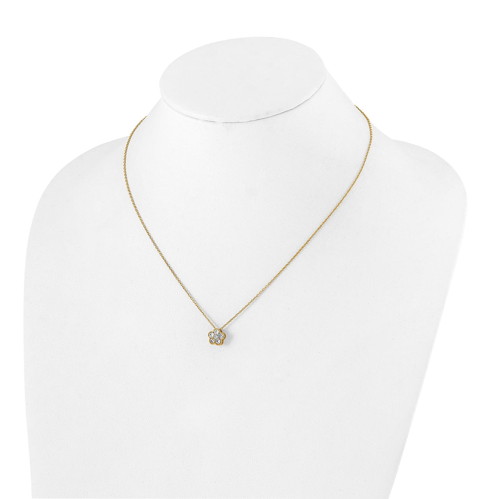 Lab-Grown Diamond Floral Necklace in 14K Yellow Gold (1/2 ct. tw.), 18 Inch - Sophia Jewelers