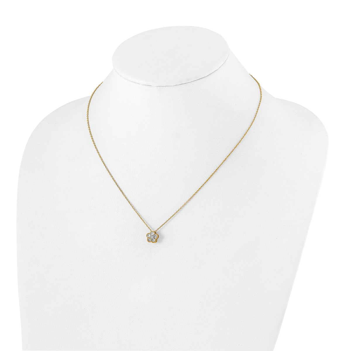 Lab-Grown Diamond Floral Necklace in 14K Yellow Gold (1/2 ct. tw.), 18 Inch - Sophia Jewelers