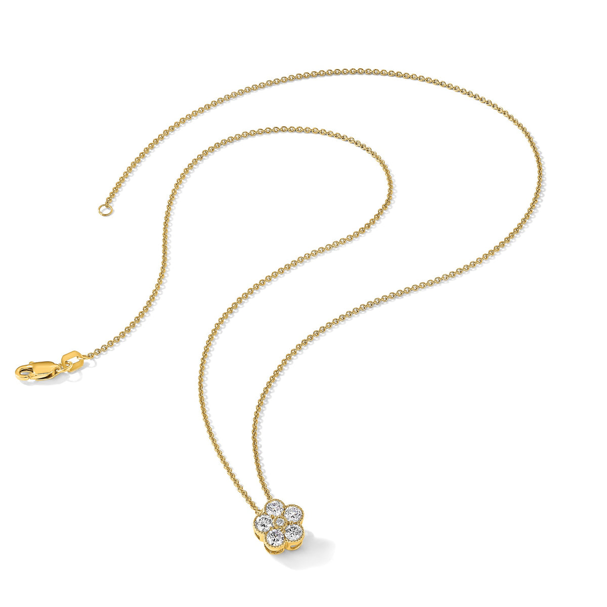 Lab-Grown Diamond Floral Necklace in 14K Yellow Gold (1/2 ct. tw.), 18 Inch - Sophia Jewelers