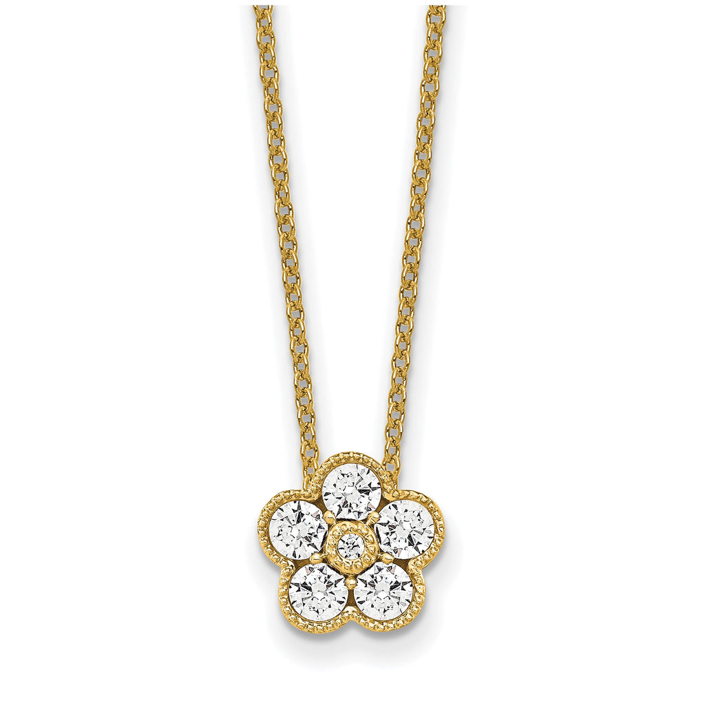 Lab-Grown Diamond Floral Necklace in 14K Yellow Gold (1/2 ct. tw.), 18 Inch - Sophia Jewelers