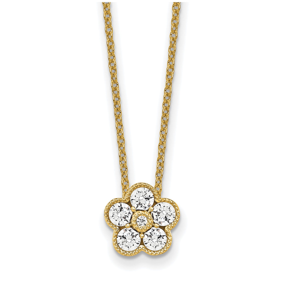 Lab-Grown Diamond Floral Necklace in 14K Yellow Gold (1/2 ct. tw.), 18 Inch - Sophia Jewelers