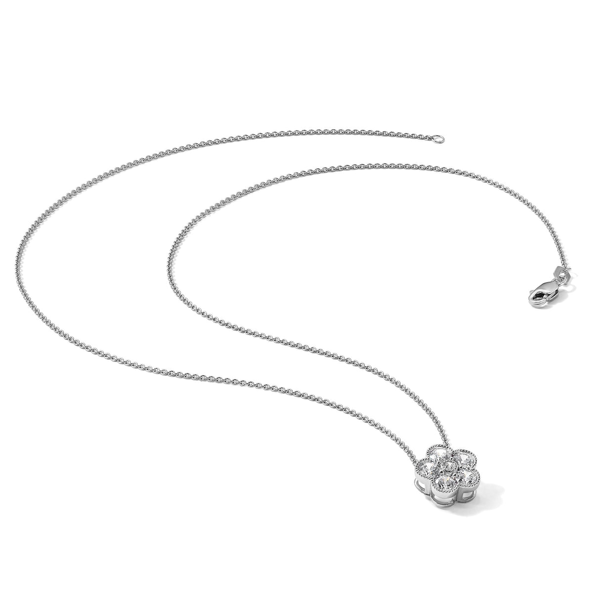 Lab-Grown Diamond Floral Necklace in 14K White Gold (1/2 ct. tw.), 18 Inch - Sophia Jewelers