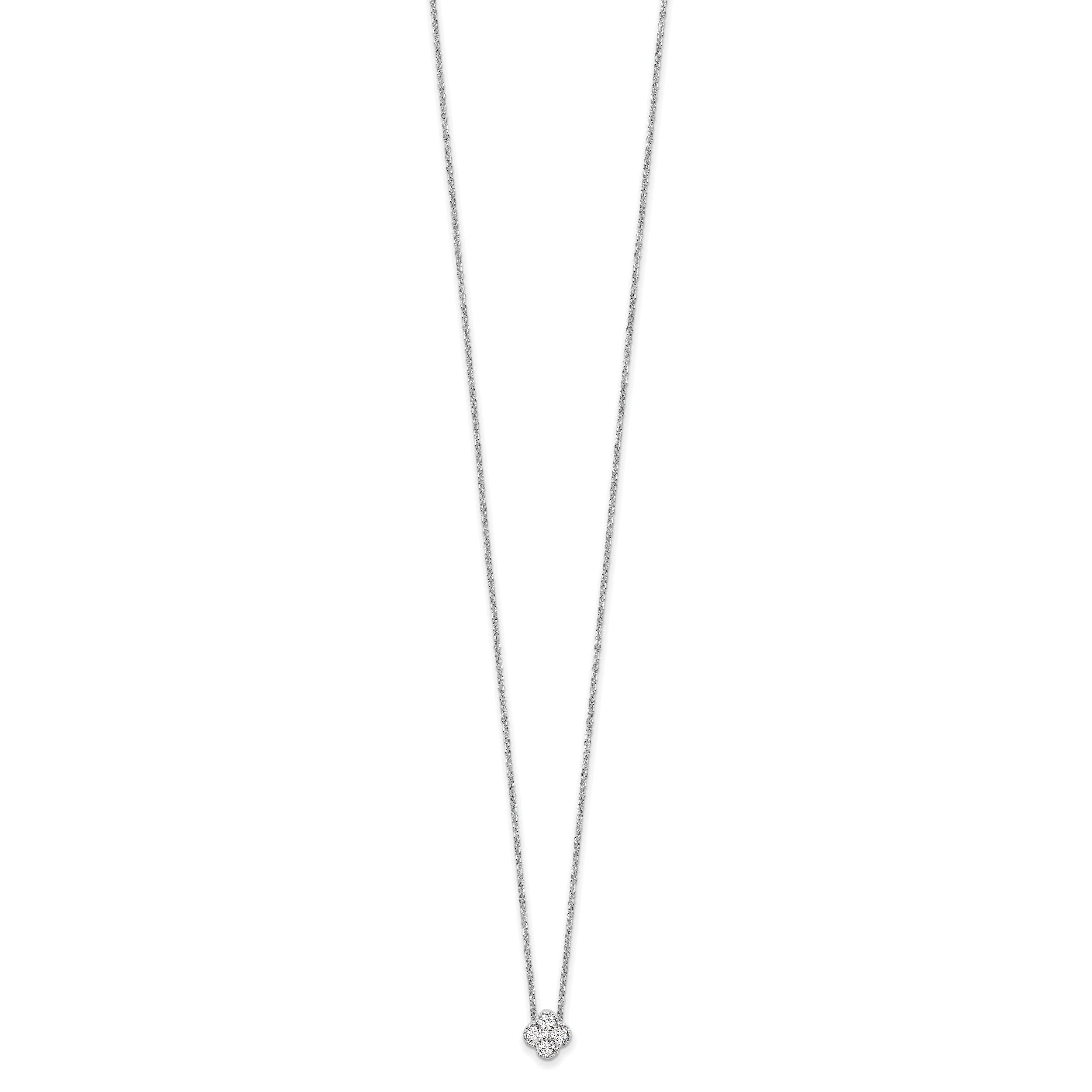 10k White Gold 1/4 carat Lab Grown Diamond VS/SI+ G+ Complete 18 inch Bloom Pendant Necklace