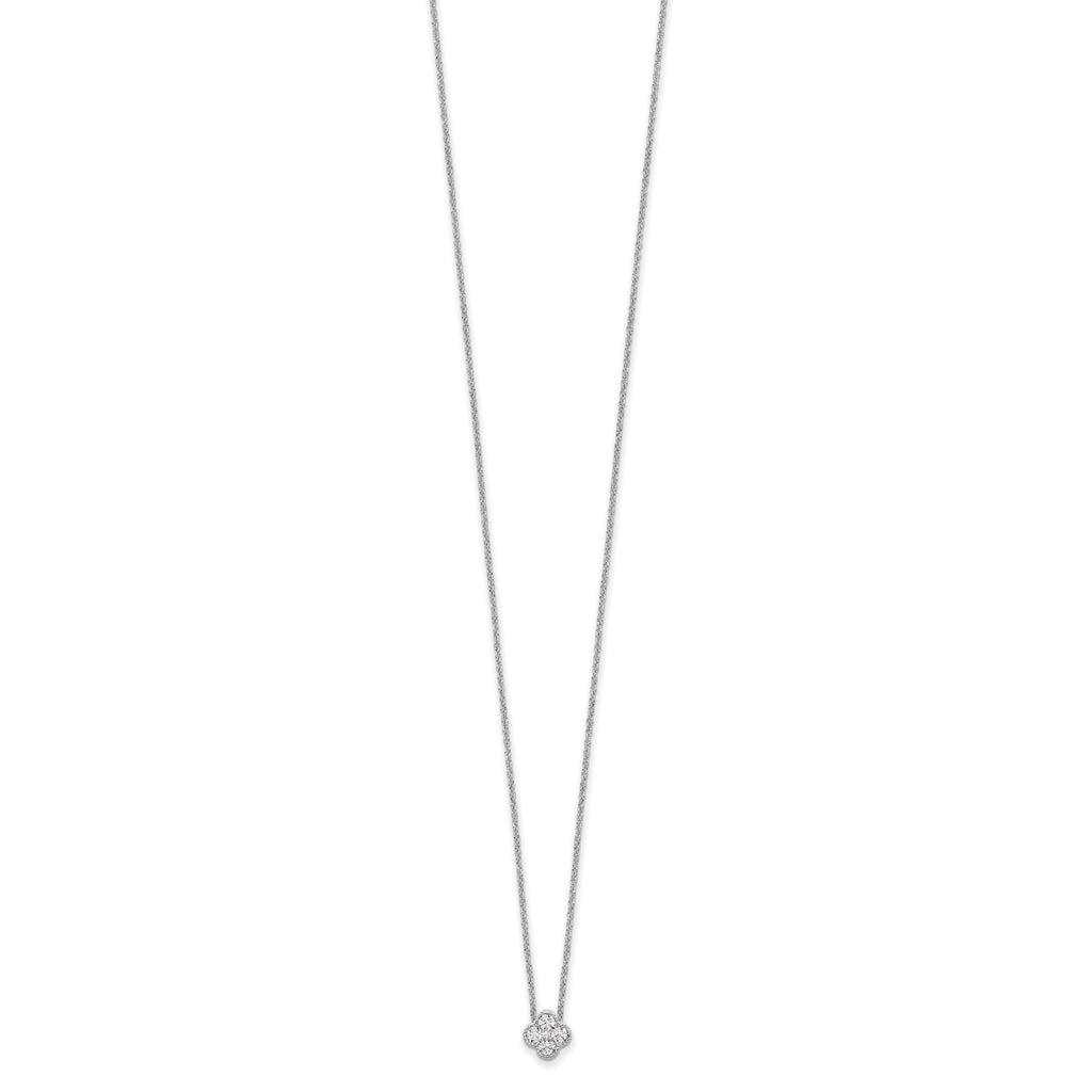 Lab-Grown Diamond Bloom Floral Necklace in 14K White Gold, 18mm (1/4 ct. tw.), 18 Inch - Sophia Jewelers