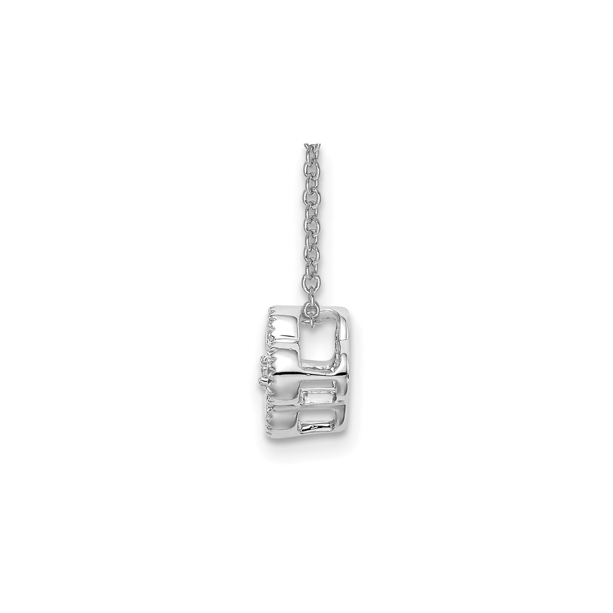 Lab-Grown Diamond Bloom Floral Necklace in 14K White Gold, 18mm (1/4 ct. tw.), 18 Inch - Sophia Jewelers