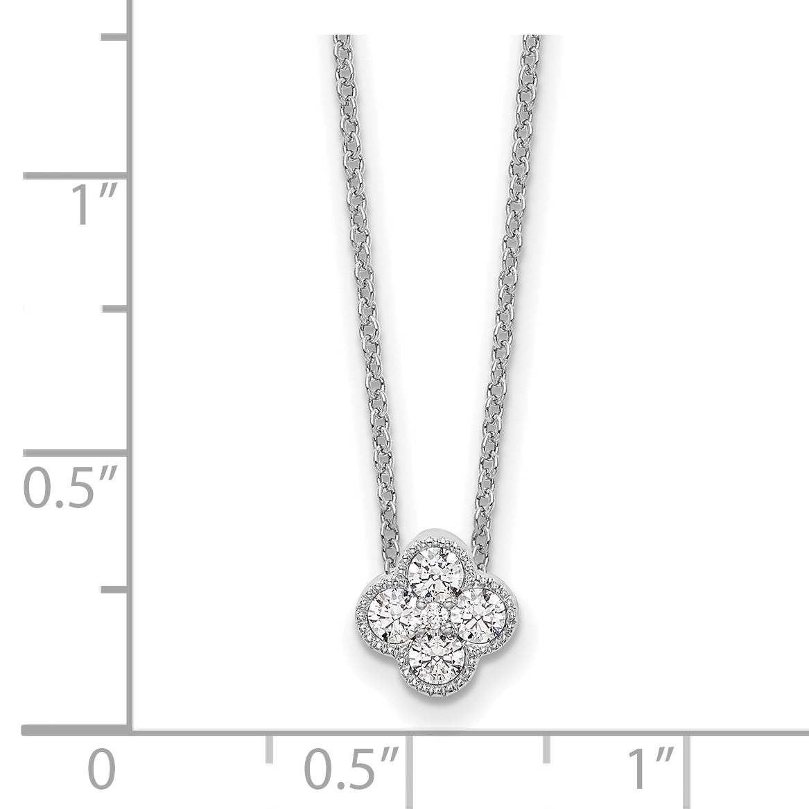 10k White Gold 1/4 carat Lab Grown Diamond VS/SI+ G+ Complete 18 inch Bloom Pendant Necklace