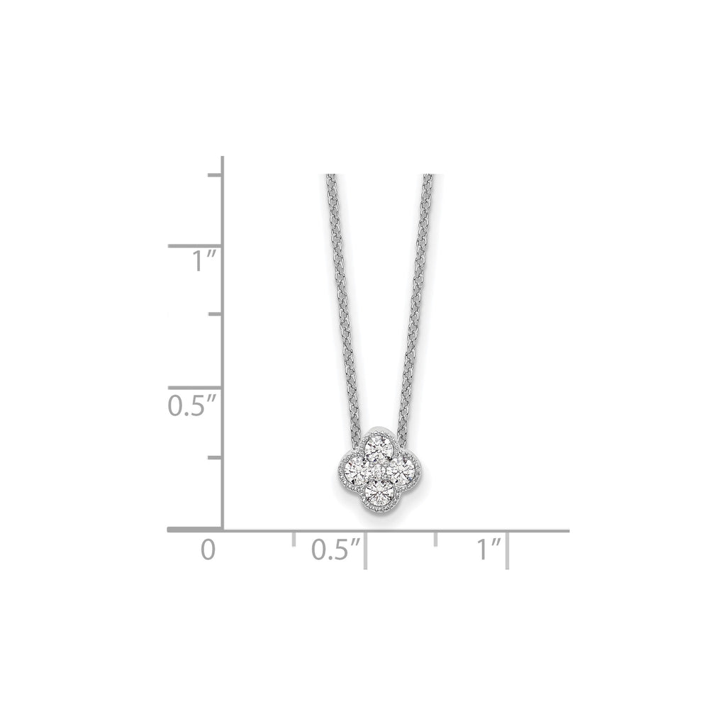 Lab-Grown Diamond Bloom Floral Necklace in 14K White Gold, 18mm (1/4 ct. tw.), 18 Inch - Sophia Jewelers