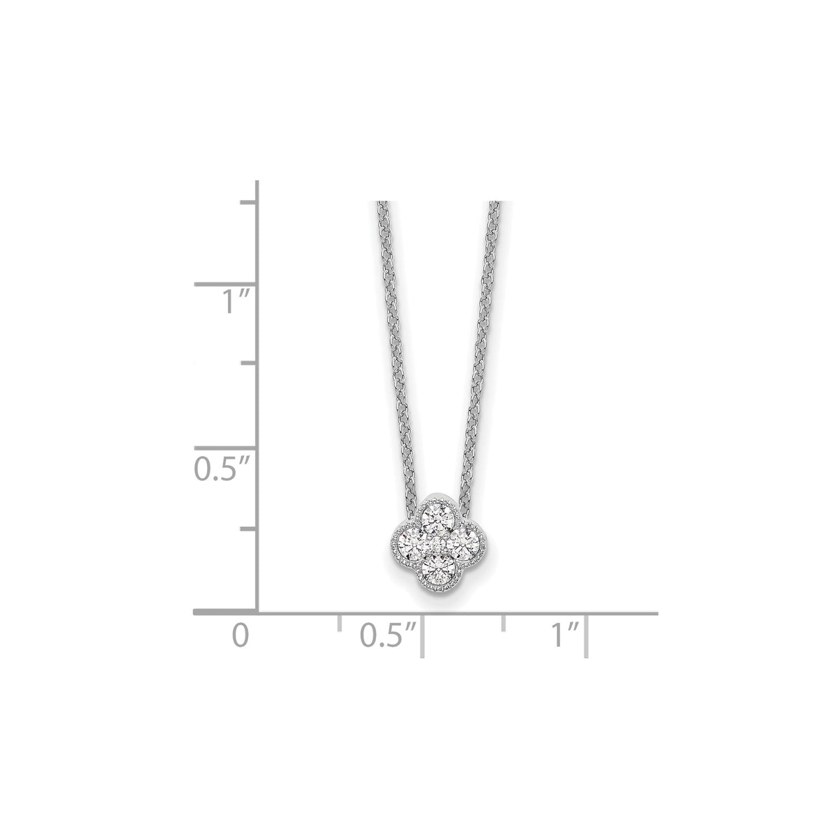 Lab-Grown Diamond Bloom Floral Necklace in 14K White Gold, 18mm (1/4 ct. tw.), 18 Inch - Sophia Jewelers