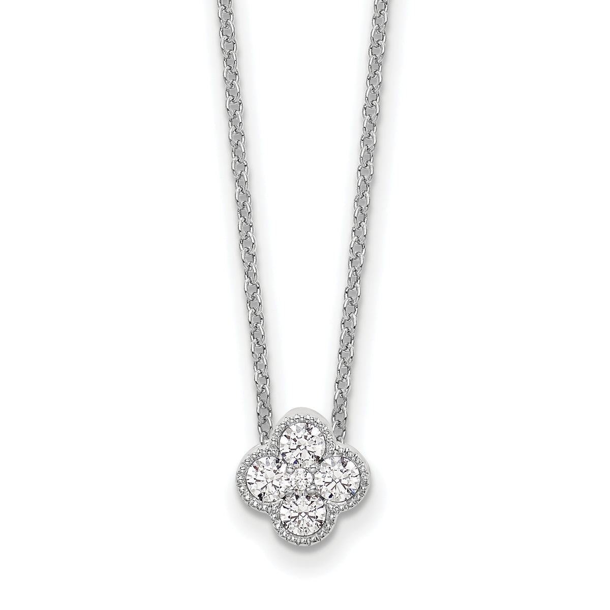 10k White Gold 1/4 carat Lab Grown Diamond VS/SI+ G+ Complete 18 inch Bloom Pendant Necklace