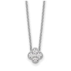 Lab-Grown Diamond Bloom Floral Necklace in 14K White Gold, 18mm (1/4 ct. tw.), 18 Inch - Sophia Jewelers